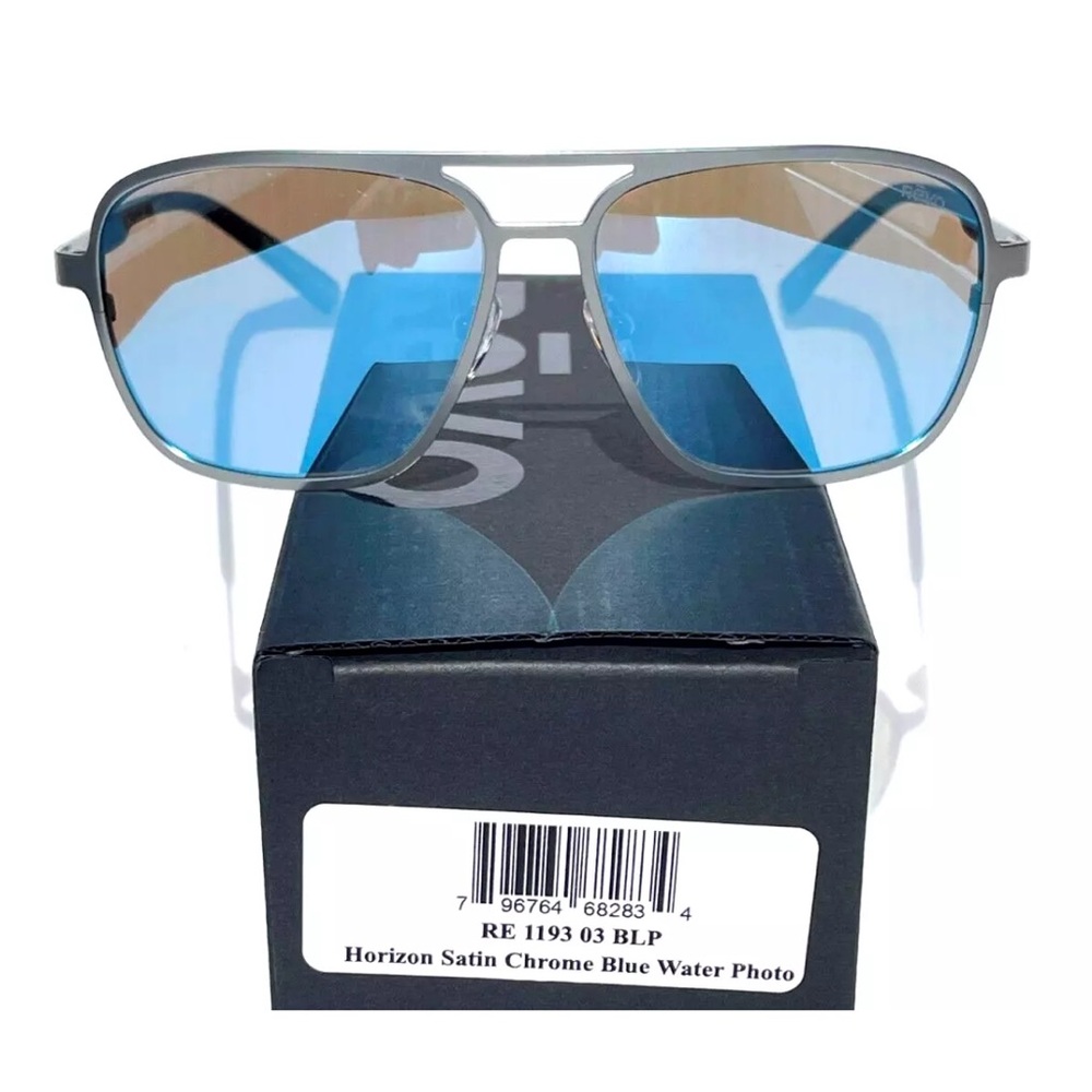 Revo HORIZON Satin Chrome POLARIZED PHOTOCHROMIC Blue Water Sunglass 1193 03 BLP